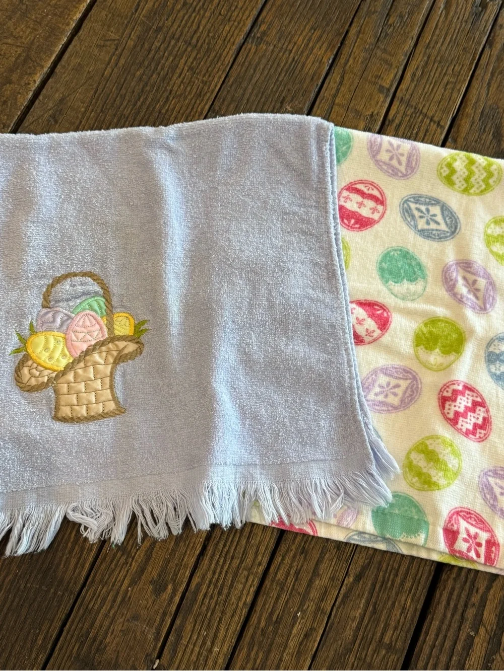 Easter Basket Embroidered Hand Towel Set - Pastel Multi